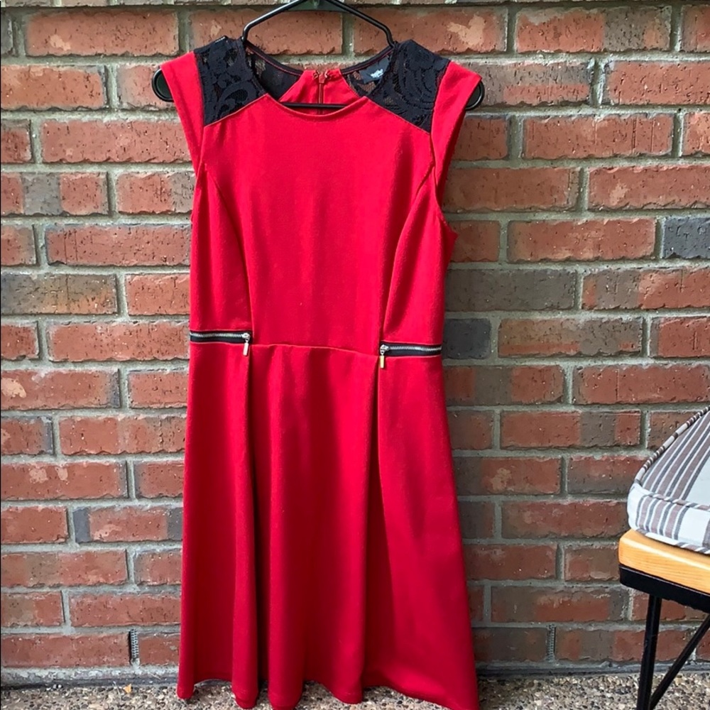 Red & Black Lace Dress